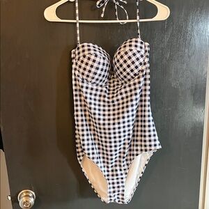 Navy Gingham One-Piece women Swimsuit